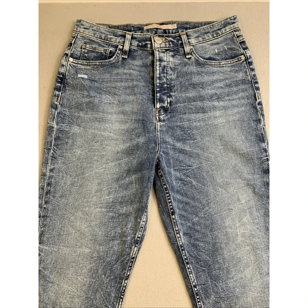 Hudson Holly Jeans Women's Size 31 Blue Denim Distressed‎ Button Fly Raw Hem